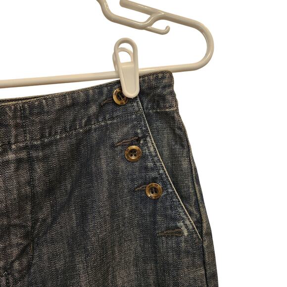 Level 99 Dark Wash Denim Back Slit Knee Length Straight Pencil Skirt Size 28 - Picture 3 of 13